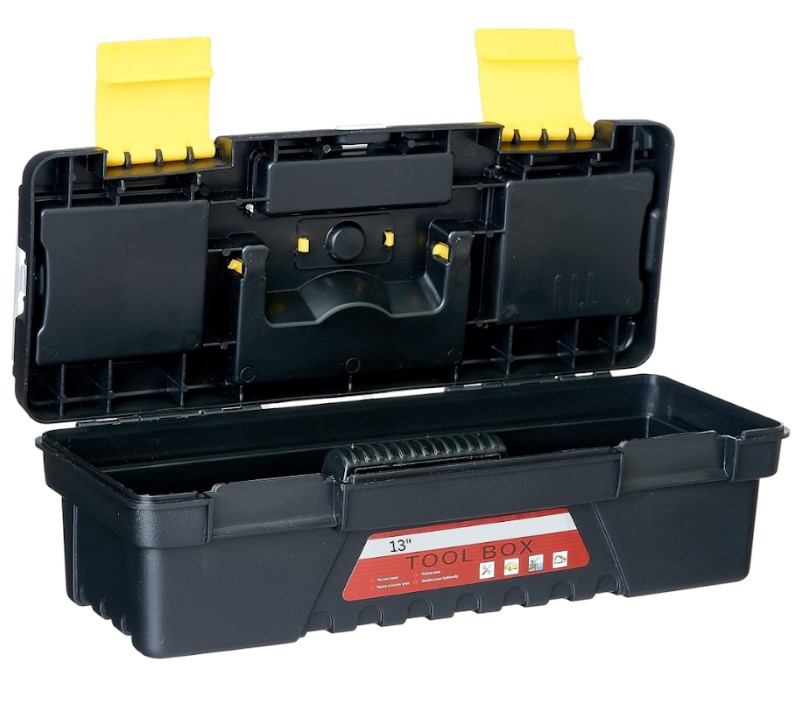 13" Toolbox – Durable Steel Toolbox 13", Cantilever Tray Design, Comfort Grip Handle | Lockable for Secure Tool Transport | UAE Construction Site Portable Organizer 